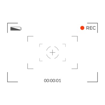 Black and white slr digital camera viewfinder. Camera back and focus frame view. Modern focusing screen. Vector illustration