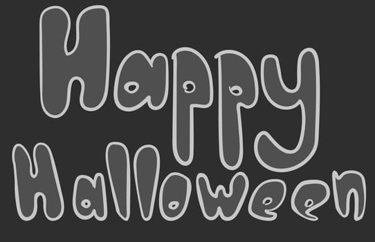 Happy Halloween inscription on dark background. Hand-drawn vector lettering for holiday.