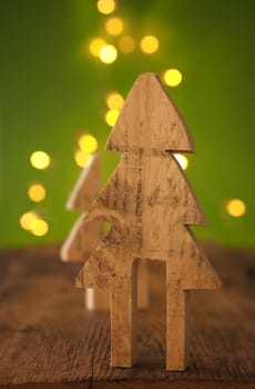 Christmas background with a tree shape and blurred lights