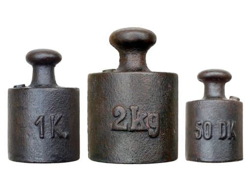 Detail of the old and rusty weights