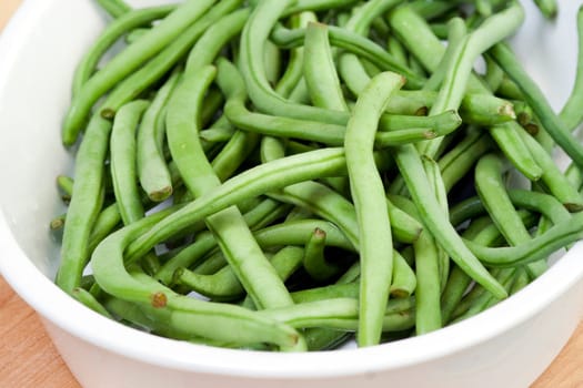 Detail of the fresh green beans - small depth of focus