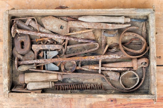Detail of the old and rusty hand tool
