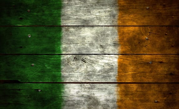 flag of ireland on old wooden boards