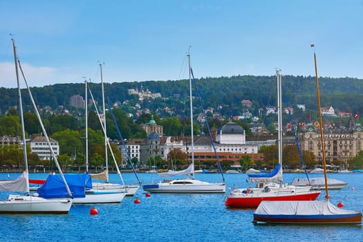 Yachts Moored at Lake Zurich, Switzerland
