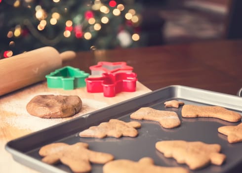 Making Christmas gingerbread cookies