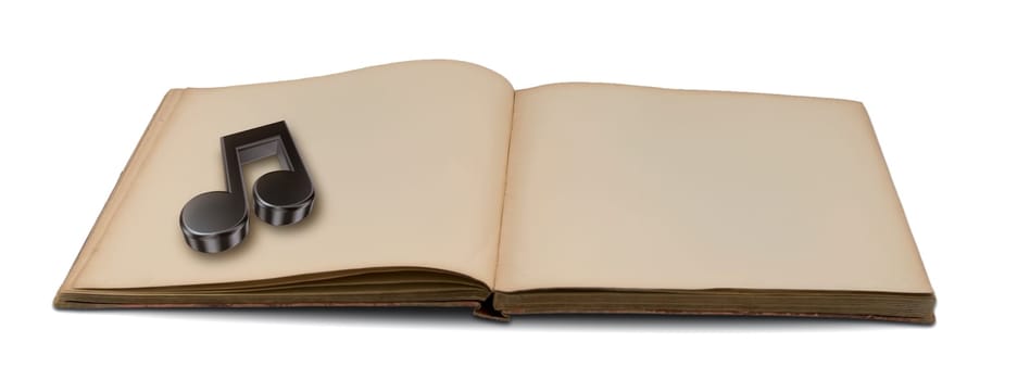 old open book with music note