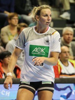 Handball player Angie Geschke ( DHB,VfL Oldenburg) at the women's international match Germany against netherlands on 28.10.2017 in Magdeburg