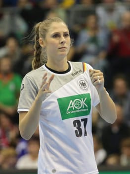 Handball player Alicia Stolle ( DHB,HSG Blomberg-Lippe) at the women's international match Germany against Netherlands on 28.10.2017 in Magdeburg