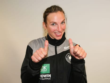 Handball player Angie Geschke ( DHB,VfL Oldenburg) at the women's international match Germany against netherlands on 28.10.2017 in Magdeburg
