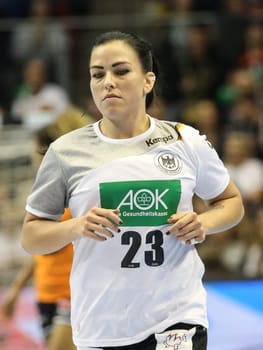 Handball player Svenja Huber ( DHB,BVB 09 Dortmund) at the women's international match Germany against Netherlands on 28.10.2017 in Magdeburg