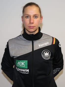 Handball player Katja Kramarczyk ( DHB,TSV Bayer 04 Leverkusen) at the women's international match Germany against Netherlands on 28.10.2017 in Magdeburg