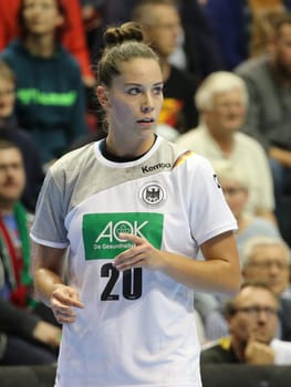 Handball player Emily Bölk ( DHB,Buxtehuder SV) at the women's international match Germany against Netherlands on 28.10.2017 in Magdeburg