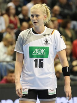 Handball player Kim Naidzinavicius ( DHB,SG BBM Bietigheim) at the women's international match Germany against Netherlands on 28.10.2017 in Magdeburg