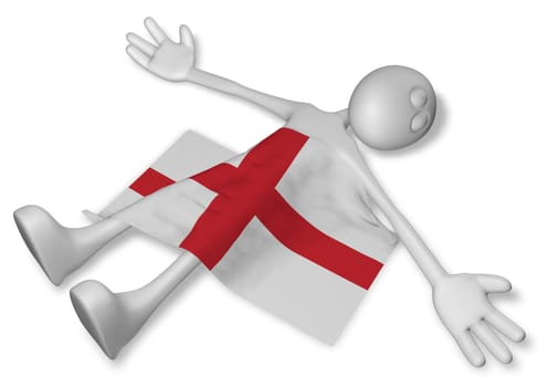 dead cartoon figure and flag of england - 3d rendering