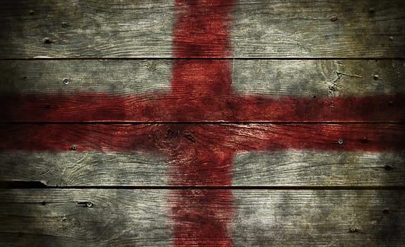 flag of England on old wooden boards