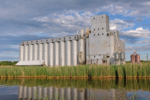 Grain Elevator Along a Quiet Shore in Owen Sound, Ontario, Canada