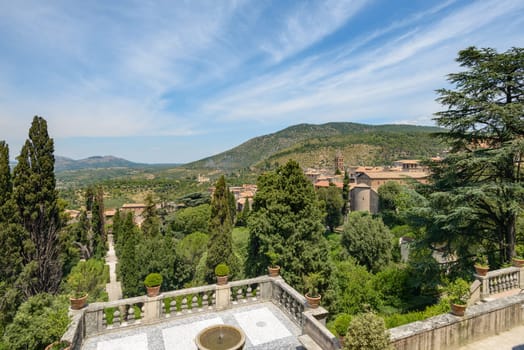 Wonderful landscape in Tivoli, Italy, with a nice blue sky