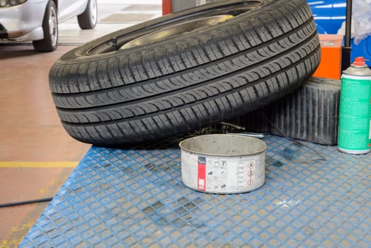 A tire fixed ready to mount on car