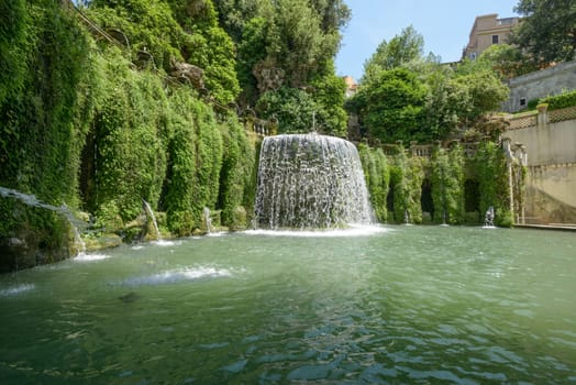 Nice and big fountain in Tivoli loking like a waterfall