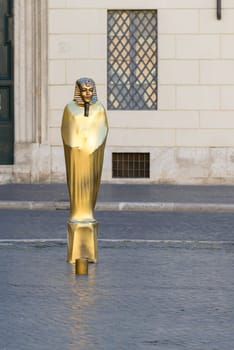 Rome, Italy - August 22, 2015: the famous Navona square a street artist  man wear like an Pharaoh