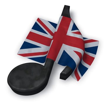 Musical note and flag of Great Britain - 3d illustration