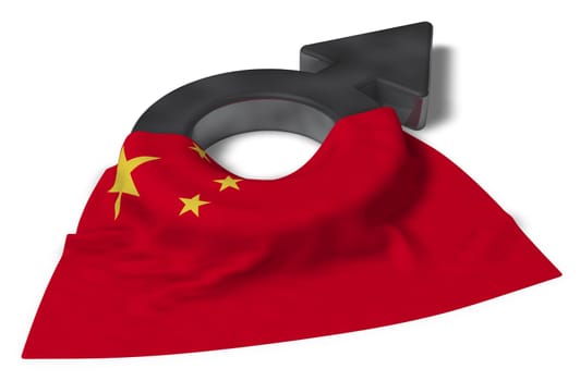 symbol for male and flag of china - 3d rendering