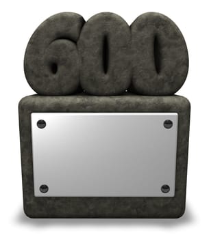 the number six hundred on stone base - 3d illustration