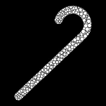 candy cane dot icon isolated on black background