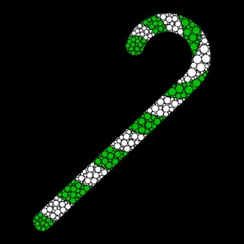 candy cane dot icon isolated on black background