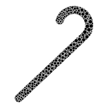 candy cane silhouette dot icon isolated on black background
