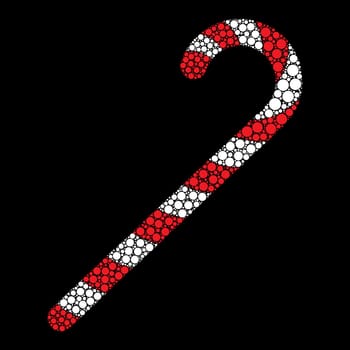 candy cane dot icon isolated on black background