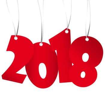 red numbers showing New Year 2018 with white background