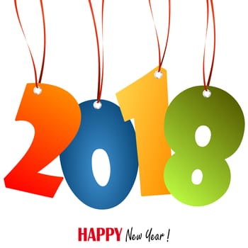colored hang tags with numbers 2018 for New Year greetings