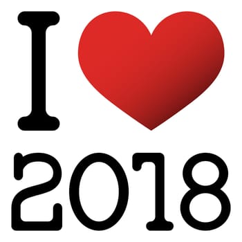 I love 2018 new year greetings with red heart