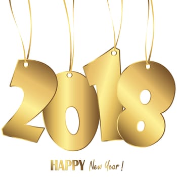 gold colored hang tag numbers for New Year 2018
