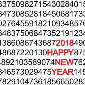 black numbers with new year 2018 greetings colored red
