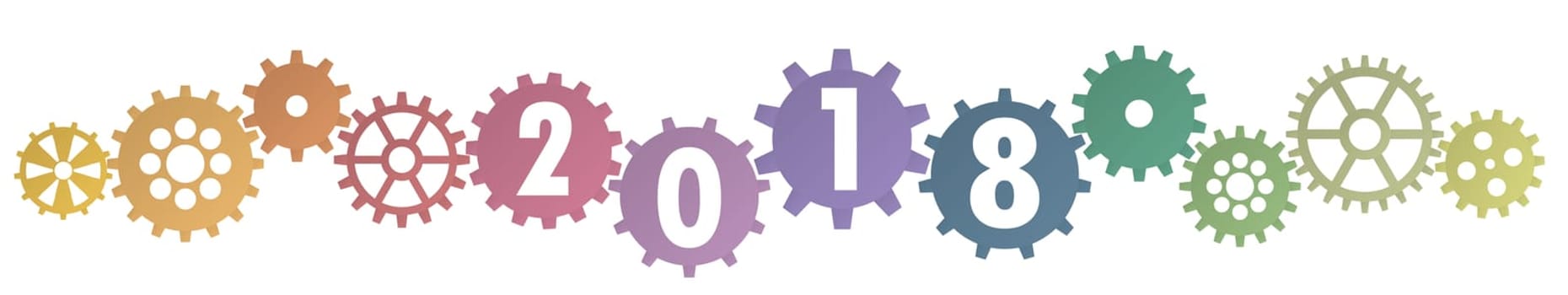 cooperation gears in different colors for New Year 2018