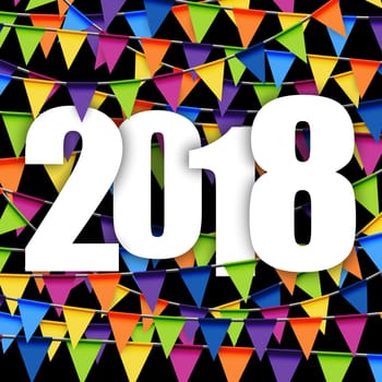 background with colored garlands for New Year party 2018