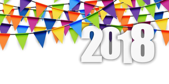 background with colored garlands for New Year party 2018