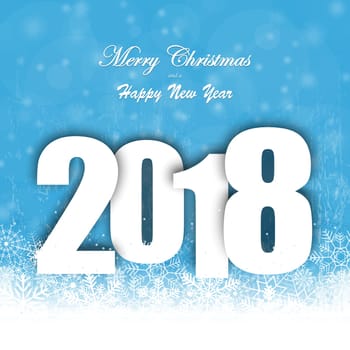 background with snow fall and greetings for christmas and New Year 2018