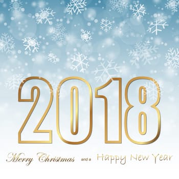 background with snow fall and greetings for christmas and New Year 2018