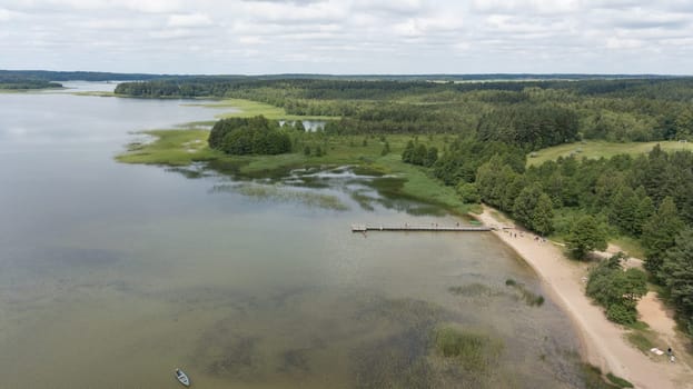 Plateliai lake Lithuania Aerial drone top view