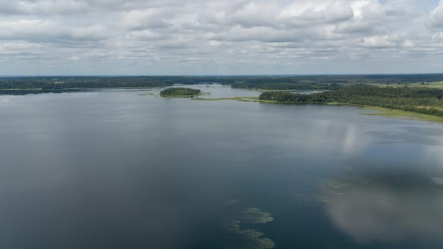 Plateliai lake Lithuania Aerial drone top view