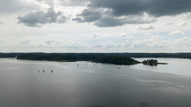 Plateliai lake Lithuania Aerial drone top view
