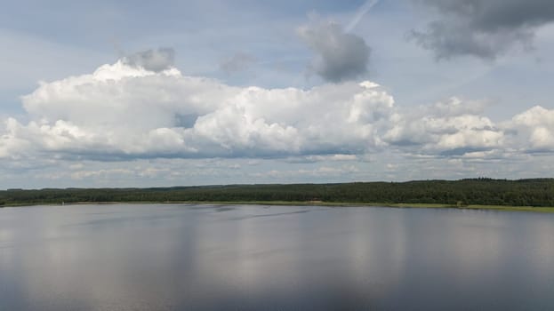 Plateliai lake Lithuania Aerial drone top view