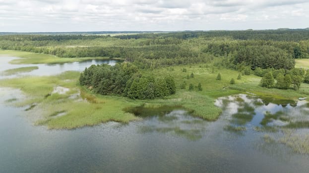 Plateliai lake Lithuania Aerial drone top view