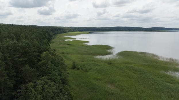 Plateliai lake Lithuania Aerial drone top view
