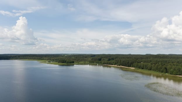Plateliai lake Lithuania Aerial drone top view