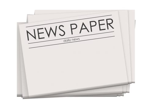 Pile of blank newspapers isolated on white background, 3D rendering