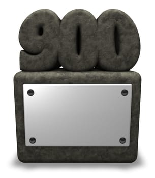 the number nine hundred on stone base - 3d illustration